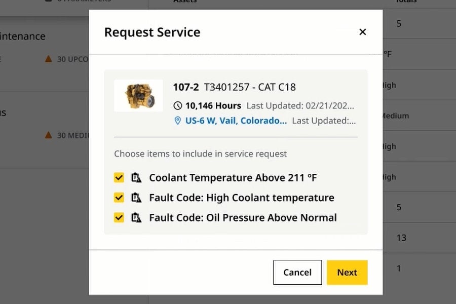 sceencap of requesting sevice via VisionLink